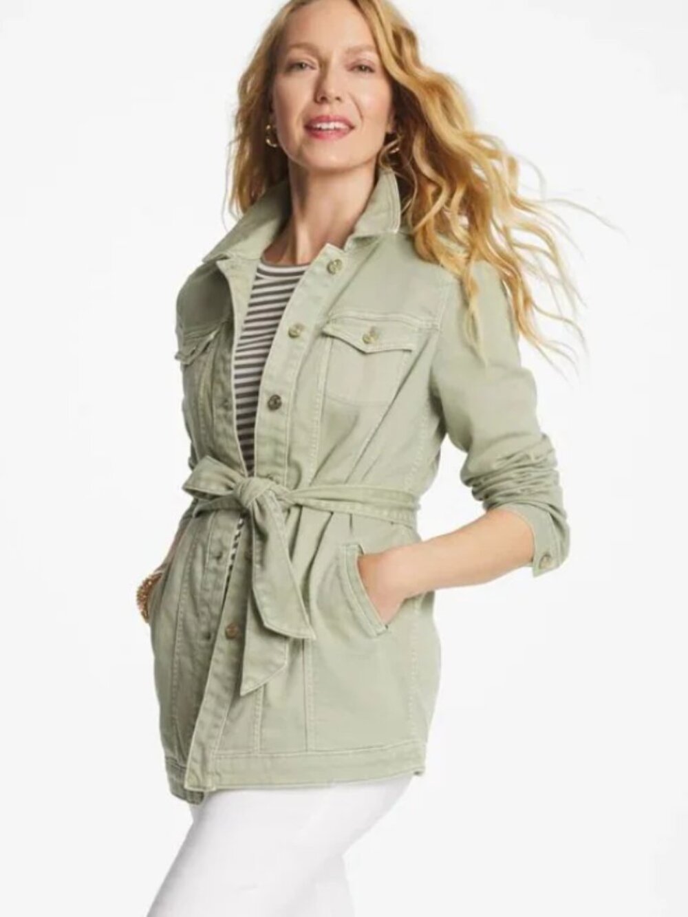 nwt CHICO'S elongated belted denim jacket 3 xl